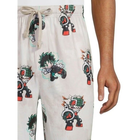 My Hero Academia Mens All Over Print Sleep Pants, Cream Multiple Sizes - Picture 3 of 6